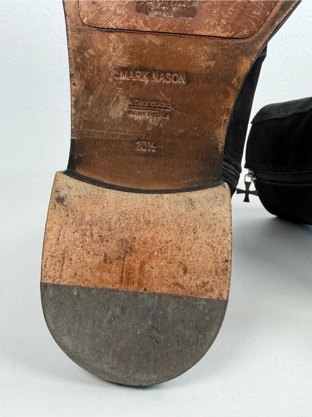 Men's Vintage MARK NASON Cross Boots Size 10.5 Black Zip Suede Made In Italy
